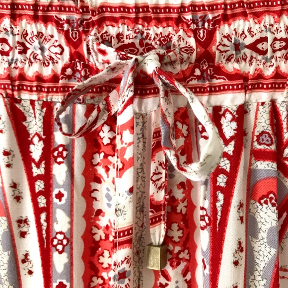 Hester & Orchard Orange Red White Medallion Drawstring Pants - Picture 6 of 10